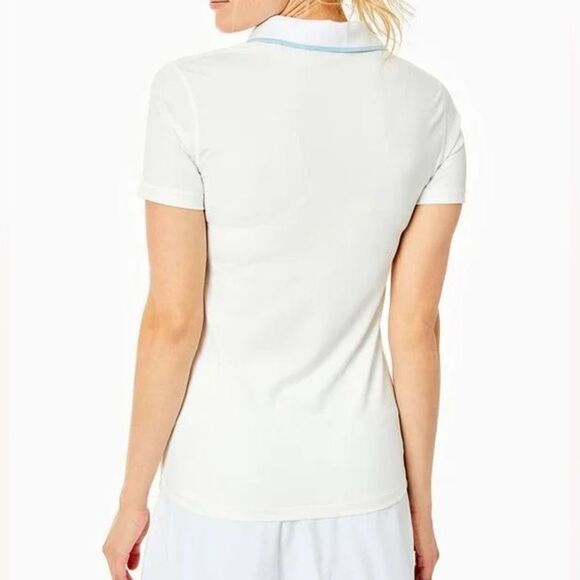 ADDISON BAY Women’s Courtside Polo Shirt in Size X-Large in Vintage White/Blue - Picture 3 of 6
